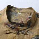 Beth and Brian Qipao-CJ Men's Mandarin Collar Tang Shirt, Vintage Chinese Landscape Crane Print Traditional Top