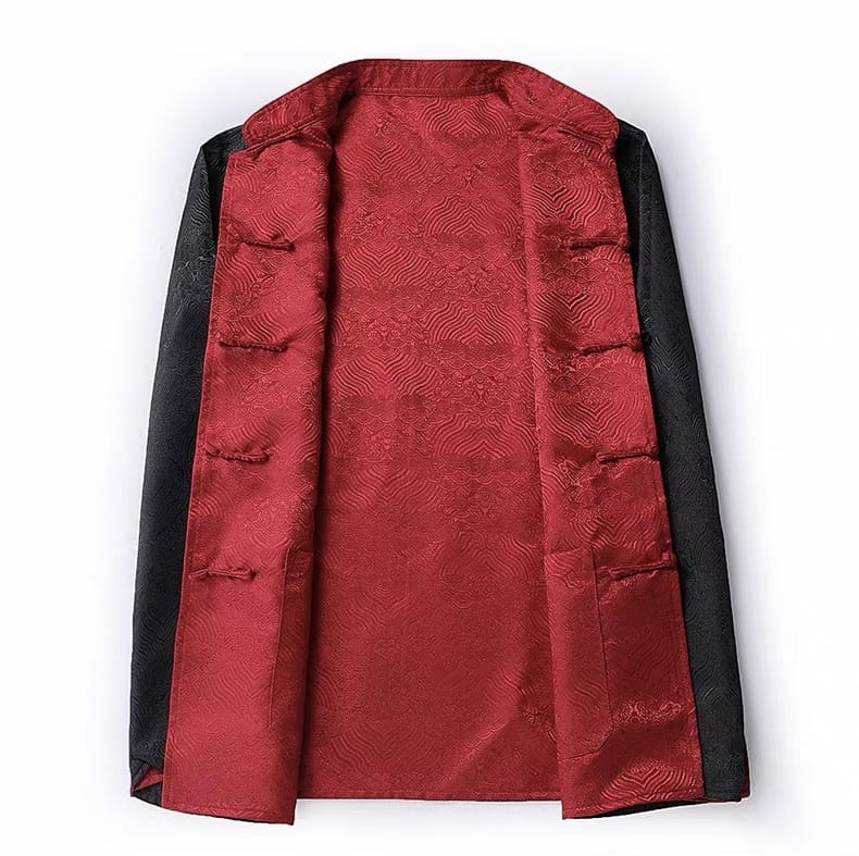 Beth and Brian Qipao-KP Reversible Chinese Tang Suit Jacket, Wave pattern Tang Suit Jacket