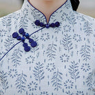 Beth and Brian Qipao-JM Emma Blue Floral Print Cotton Cheongsam With Short-Sleeve