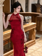 Beth and Brian Qipao-WX Chloe | Elegant Halter Red Mermaid Cheongsam