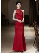 Beth and Brian Qipao-WX Chloe | Elegant Halter Red Mermaid Cheongsam