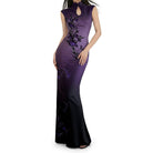 Beth and Brian Qipao-FF Violet’s Enchanted Iris Print Cheongsam: The Midnight Bloom
