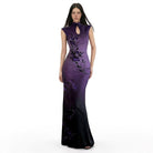 Beth and Brian Qipao-FF Violet’s Enchanted Iris Print Cheongsam: The Midnight Bloom