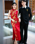 Beth and Brian Qipao-YY Eleanor’s Crimson Koi Pattern Cheongsam: The Gilded Promise