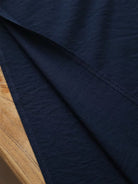 Beth and Brian Qipao-JNX Sleeveless, Navy Blue Linen Blend Midi Cheongsam