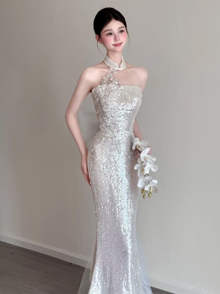 Bethandbrianqipao-BMG Clara‑Sequin Inspired Mermaid Wedding Long Qipao