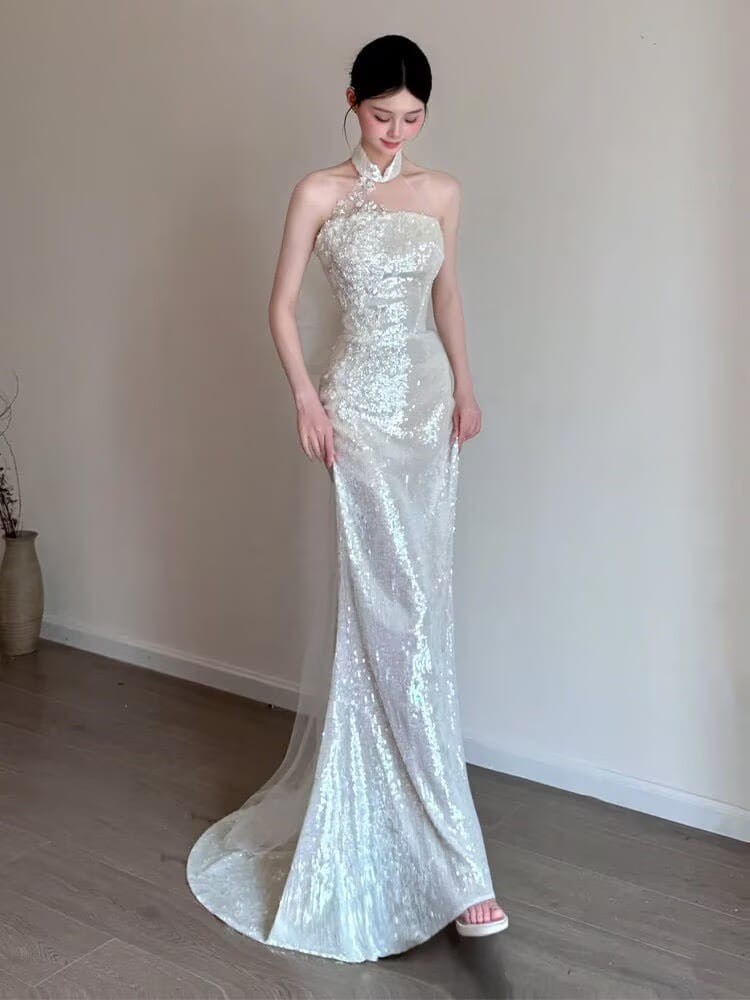 Bethandbrianqipao-BMG Clara‑Sequin Inspired Mermaid Wedding Long Qipao
