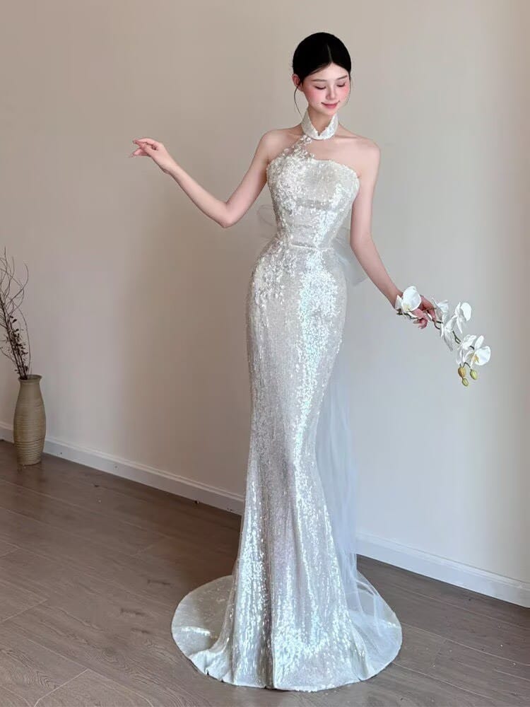 Bethandbrianqipao-BMG Clara‑Sequin Inspired Mermaid Wedding Long Qipao