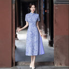 Beth and Brian qipao-MRSC Seraphina Lavender Floral Jacquard Midi Ao Dai