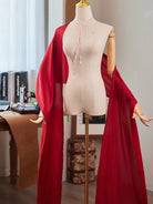 Beth and Brian qipao-DTY Ruby Red Sheer‑Tulle Floor Length Qipao Shawl