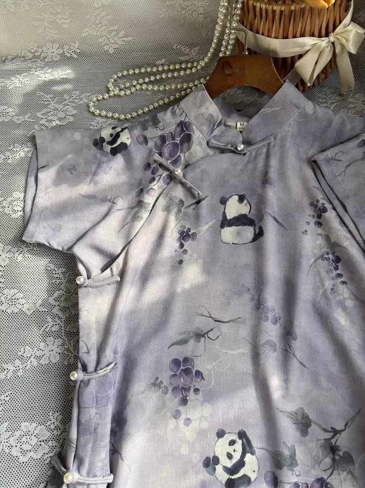 Beth and Brian Qipao-LSB Zoe Multi-Print Vintage Open Front Midi Cheongsam