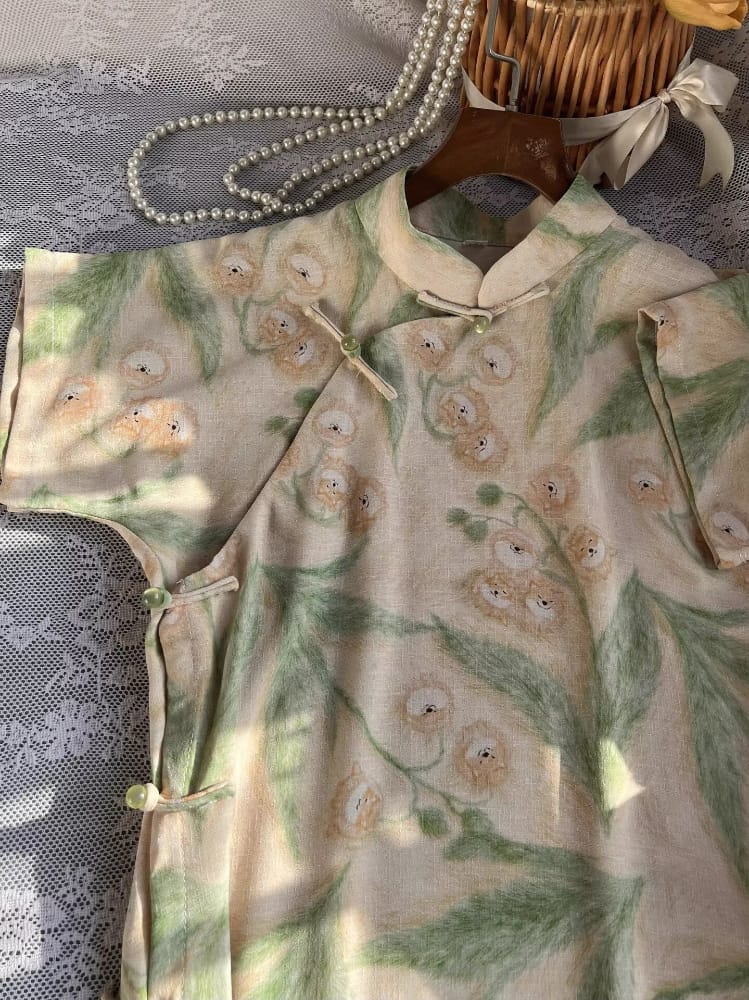 Beth and Brian Qipao-LSB Zoe Multi-Print Vintage Open Front Midi Cheongsam