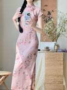 Beth and Brian Qipao-LSB Lila Strawberry Print Pink Midi Cheongsam