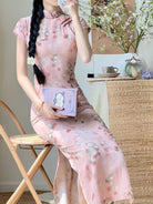 Beth and Brian Qipao-LSB Lila Strawberry Print Pink Midi Cheongsam