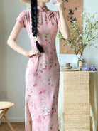 Beth and Brian Qipao-LSB Lila Strawberry Print Pink Midi Cheongsam