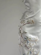 Beth and Brian qipao-XSY Ivy Beige Sleeveless Floral Embroidery Long Cheongsam