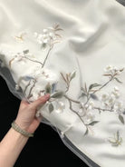 Beth and Brian qipao-XSY Ivy Beige Sleeveless Floral Embroidery Long Cheongsam