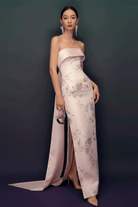 Beth and Brian Qipao-QHM 新中式 Tube Top Long Cheongsam | Modern Chinese Style Satin Qipao