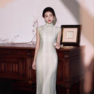Beth and Brian Qipao-XLY Zoe Sleeveless Textured Tencel Long‑Maxi Qipao Dress