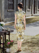 Beth and Brian Qipao-XLY Anna Ink‑Wash Landscape Pattern, High End 19 Mome Mulberry Silk Midi Cheongsam