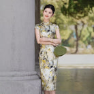 Beth and Brian Qipao-XLY Anna Ink‑Wash Landscape Pattern, High End 19 Mome Mulberry Silk Midi Cheongsam