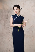 Beth and Brian Qipao-XL Lydia Solid Jacquard Silk Midi Cheongsam