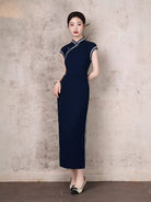 Beth and Brian Qipao-XL Lydia Solid Jacquard Silk Midi Cheongsam