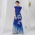 Beth and Brian qipao-QC Chloe Royal Blue Lily Mermaid Long Qipao Dance Dress