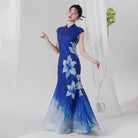 Beth and Brian qipao-QC Chloe Royal Blue Lily Mermaid Long Qipao Dance Dress
