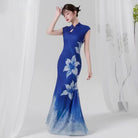 Beth and Brian qipao-QC Chloe Royal Blue Lily Mermaid Long Qipao Dance Dress