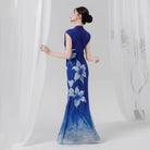 Beth and Brian qipao-QC Chloe Royal Blue Lily Mermaid Long Qipao Dance Dress