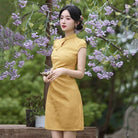 Beth and Brian Qipao-SMQ Hazel Solid Tone Jacquard Mini Qipao Dress