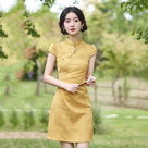 Beth and Brian Qipao-SMQ Hazel Solid Tone Jacquard Mini Qipao Dress