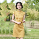 Beth and Brian Qipao-SMQ Hazel Solid Tone Jacquard Mini Qipao Dress
