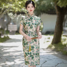Beth and Brian qipao-LGD Mia Multi-Print Satin Midi Qipao Dress