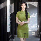 Beth and Brian Qipao-MLS Lila Floral Jacquard Cotton Short Qipao Mini Dress