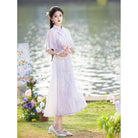 Beth and Brian qipao-DAF Lynn Watercolor Daisy Print Midi Ao Dai