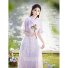 Beth and Brian qipao-DAF Lynn Watercolor Daisy Print Midi Ao Dai