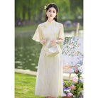 Beth and Brian qipao-DAF Lynn Watercolor Daisy Print Midi Ao Dai