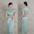 Beth and Brian qipao-XQ Elena Plum Blossom Print Rayon Long Maxi Qipao Dress