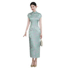 Beth and Brian qipao-XQ Elena Plum Blossom Print Rayon Long Maxi Qipao Dress
