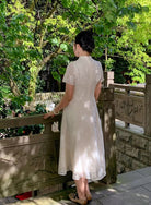 Beth and Brian qipao-NX Chloe Ivory Jacquard Mid-Length Plus Size Cheongsam Dress