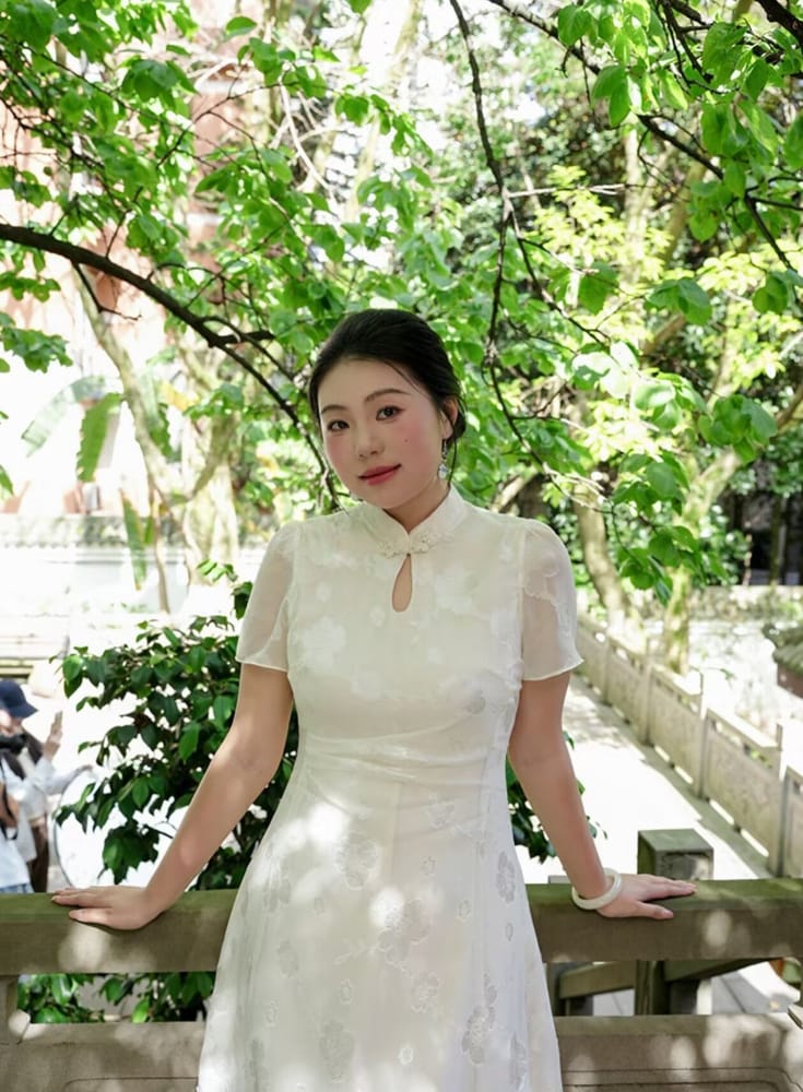 Beth and Brian qipao-NX Chloe Ivory Jacquard Mid-Length Plus Size Cheongsam Dress