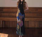 Beth and Brian qipao-DAF Mia Watercolor Floral print Long Cheongsam