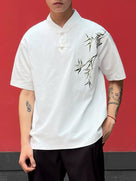Beth and Brian Qipao-ESS Men's Chinese Bamboo Embroidery Stand Collar Tang Suit shirt