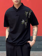 Beth and Brian Qipao-ESS Men's Chinese Bamboo Embroidery Stand Collar Tang Suit shirt