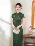 Beth and Brian Qipao-XL Chloe Women's Brocade Mid-Length Goldfish Print Cheongsam Dress