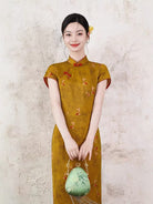 Beth and Brian Qipao-XL Chloe Women's Brocade Mid-Length Goldfish Print Cheongsam Dress
