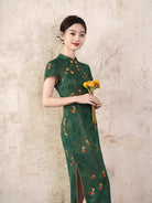 Beth and Brian Qipao-XL Chloe Women's Brocade Mid-Length Goldfish Print Cheongsam Dress