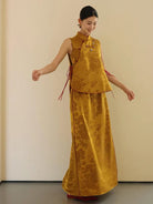Beth and Brian Qipao-JY Brocade Satin Long Cheongsam with Top Set | Bespoke avalible